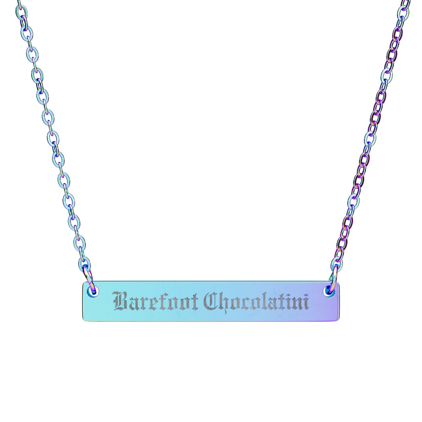 Barefoot Chocolatini Engraved Horizontal Bar Necklace