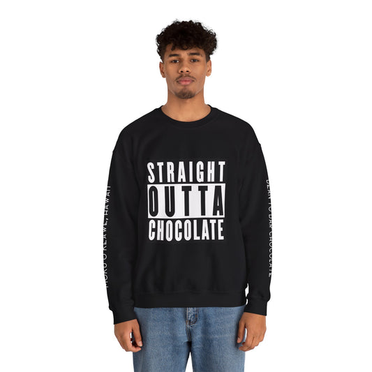 Straight Outta Chocolate Unisex Heavy Blend™ Crewneck Sweatshirt - Cozy Gift for Chocoholics