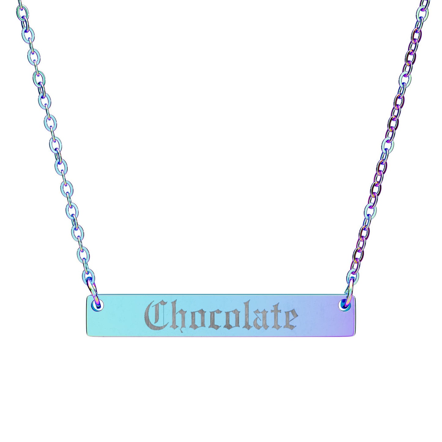 Chocolate Bar Engraved Horizontal Necklace