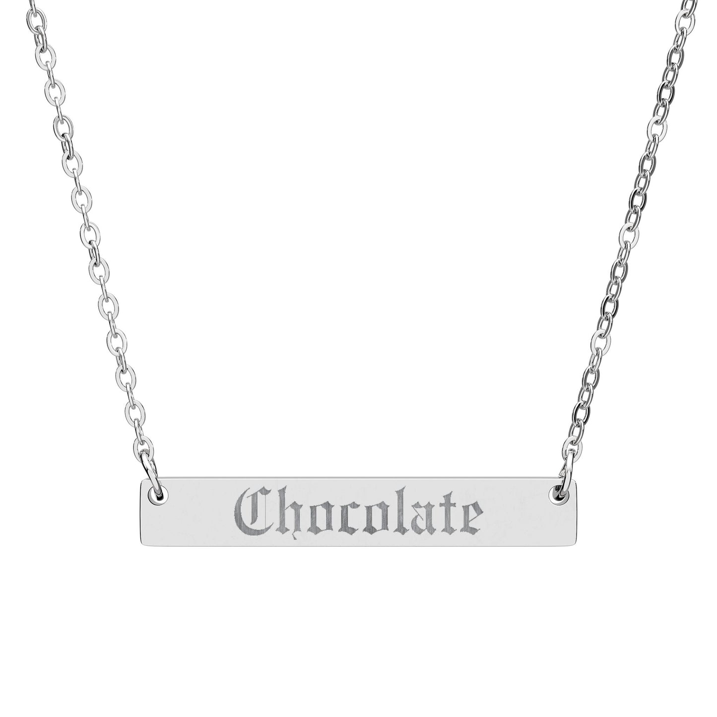 Chocolate Bar Engraved Horizontal Necklace