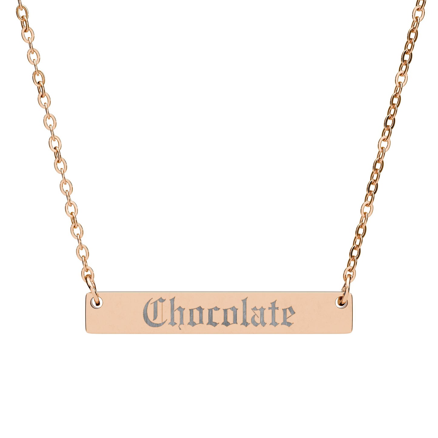 Chocolate Bar Engraved Horizontal Necklace