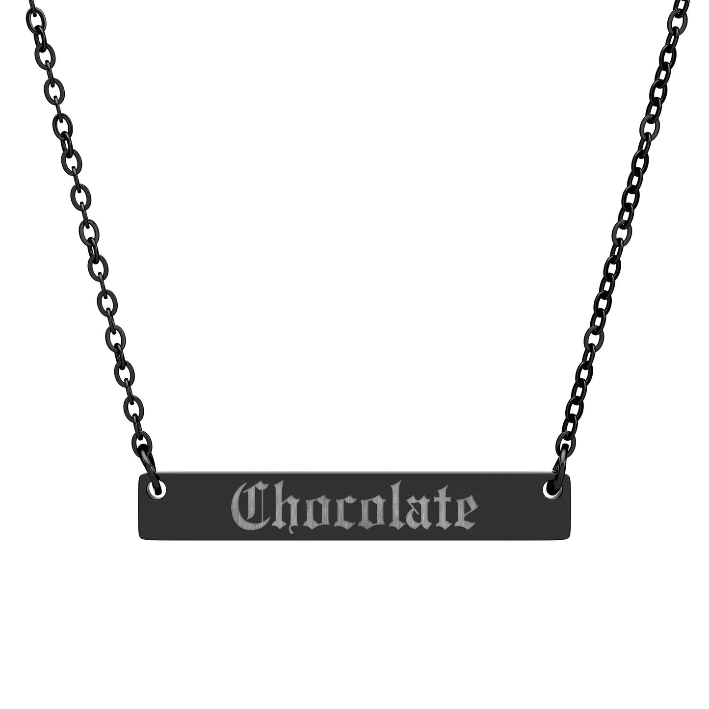 Chocolate Bar Engraved Horizontal Necklace
