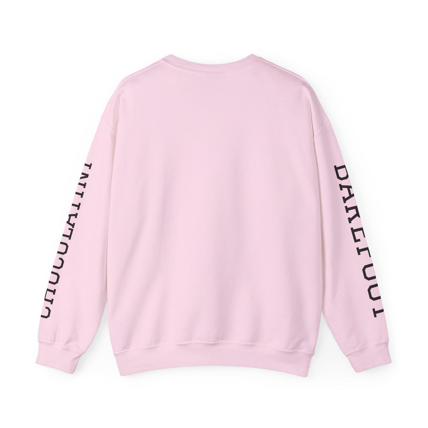 Chocolate Crewneck Sweatshirt — 'CHOCOLATE' Arched Logo Pullover with Sleeve Text