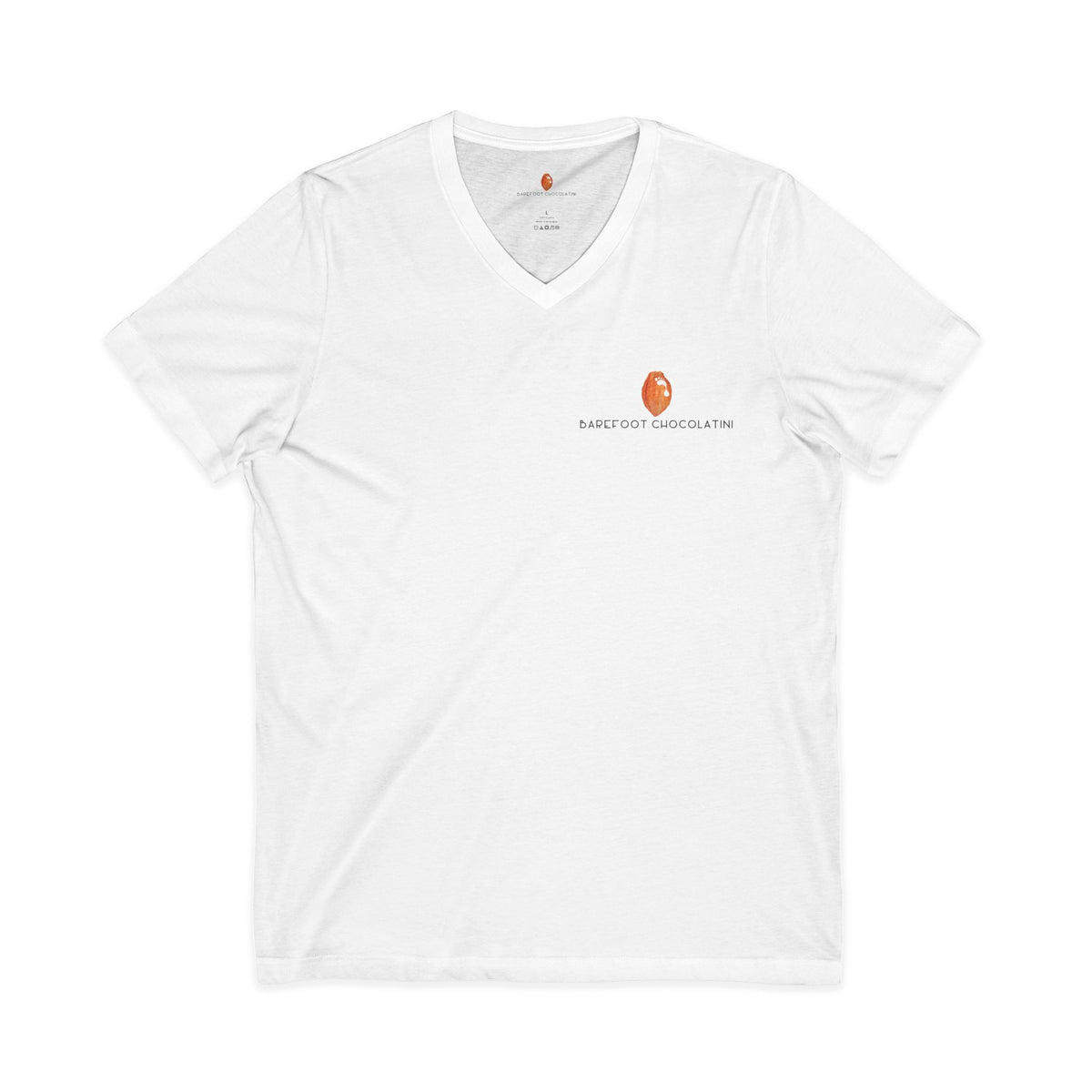 Barefoot Chocolatini Unisex V-Neck Tee – Perfect for Chocolate Lovers