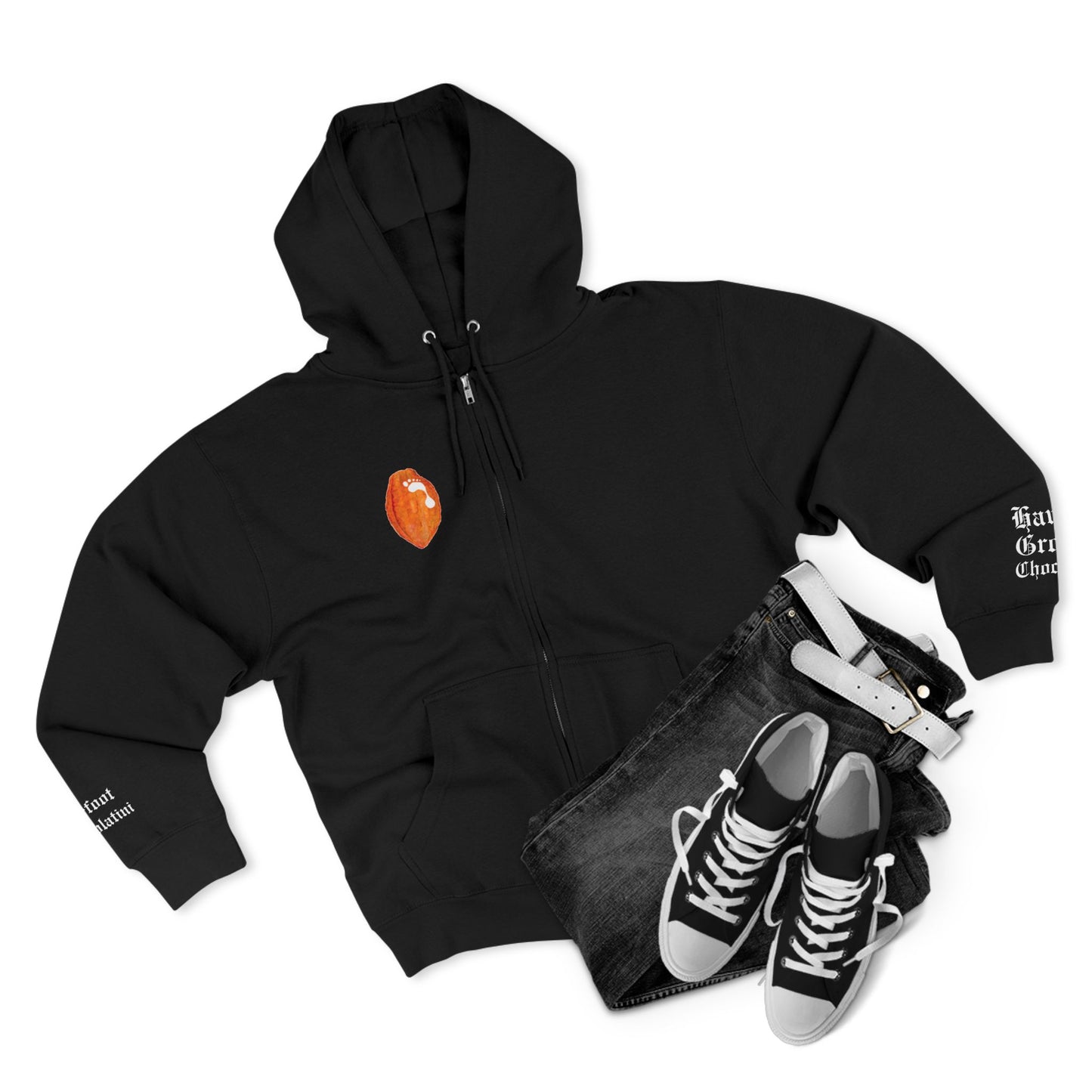 Chocolate Lovers Zip Hoodie — "Real Friends Share Real Chocolate" Black Zip-Up
