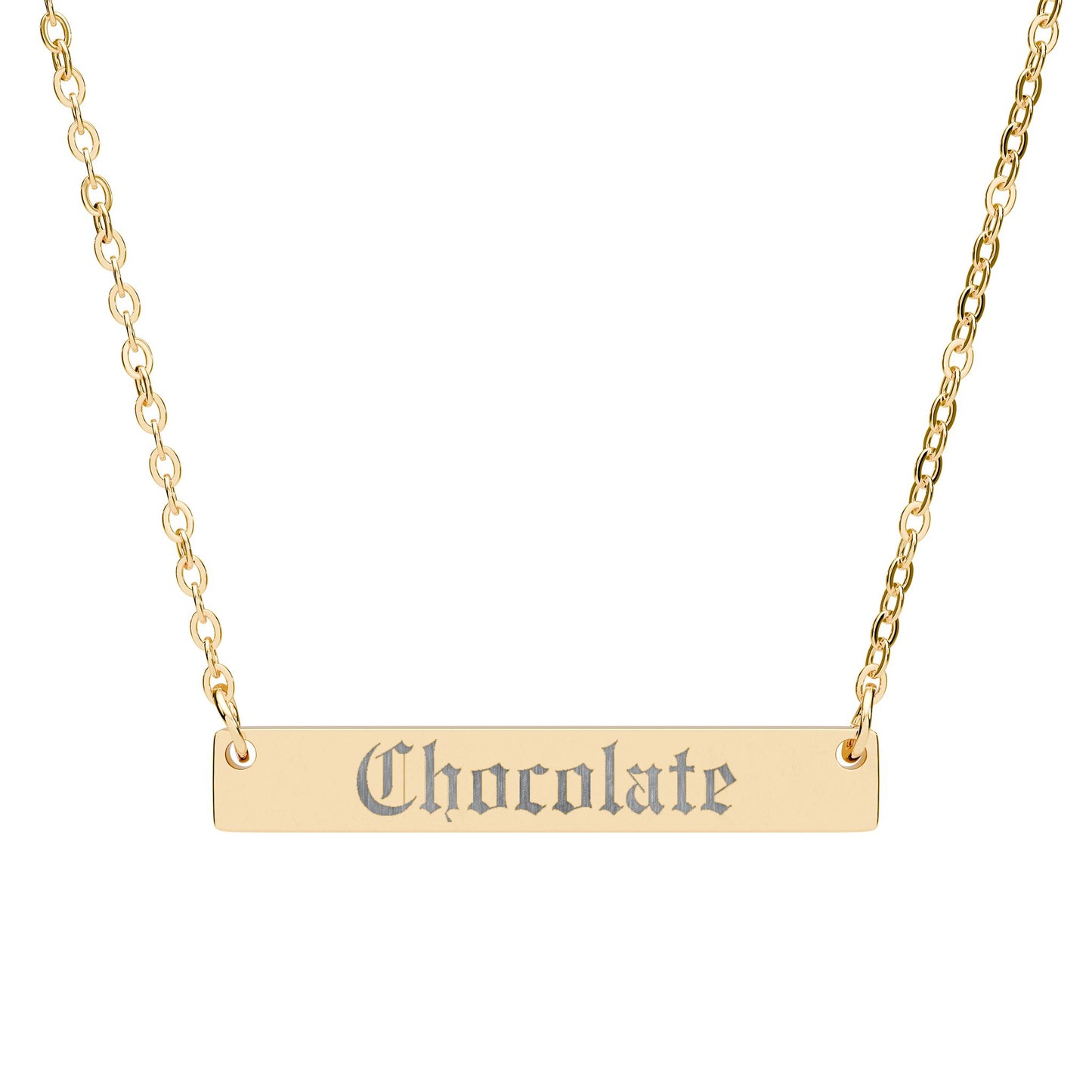 Chocolate Bar Engraved Horizontal Necklace