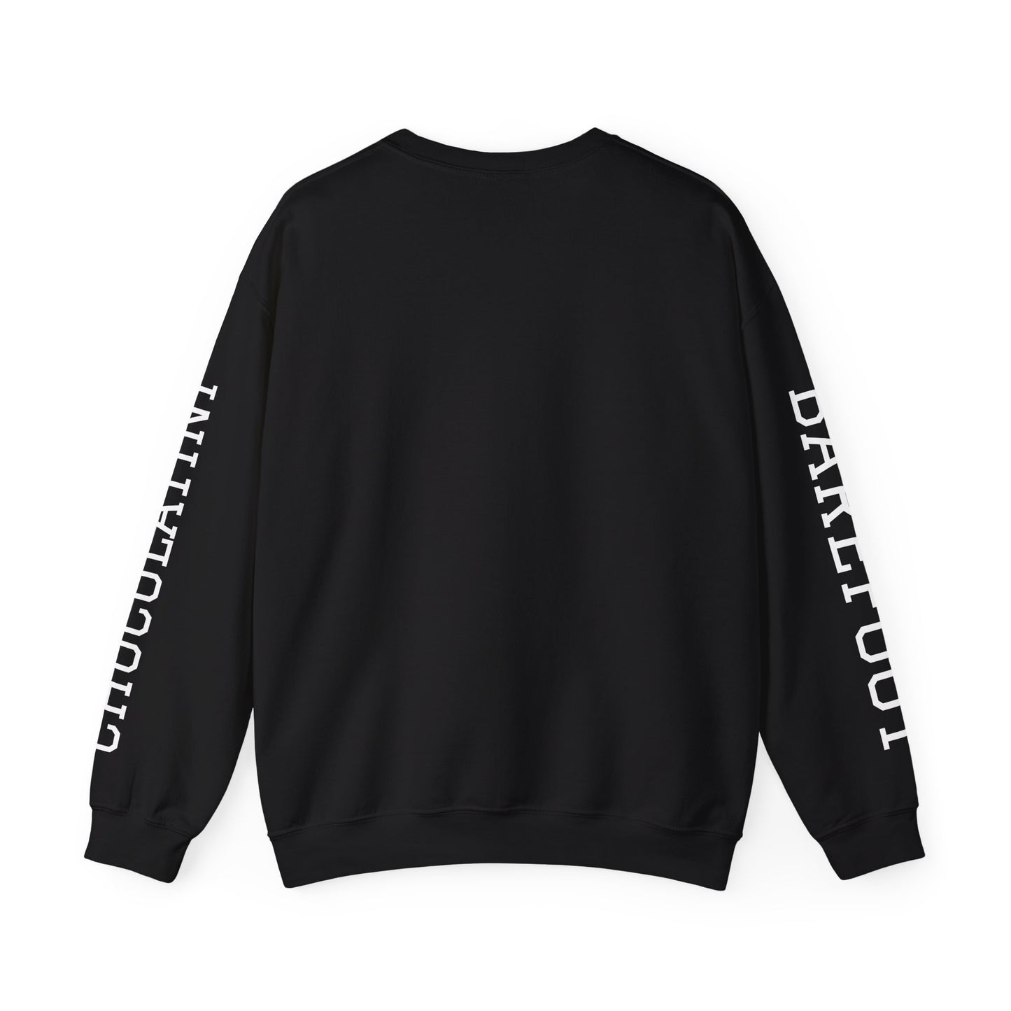 Chocolate Crewneck Sweatshirt — 'CHOCOLATE' Arched Logo Pullover with Sleeve Text
