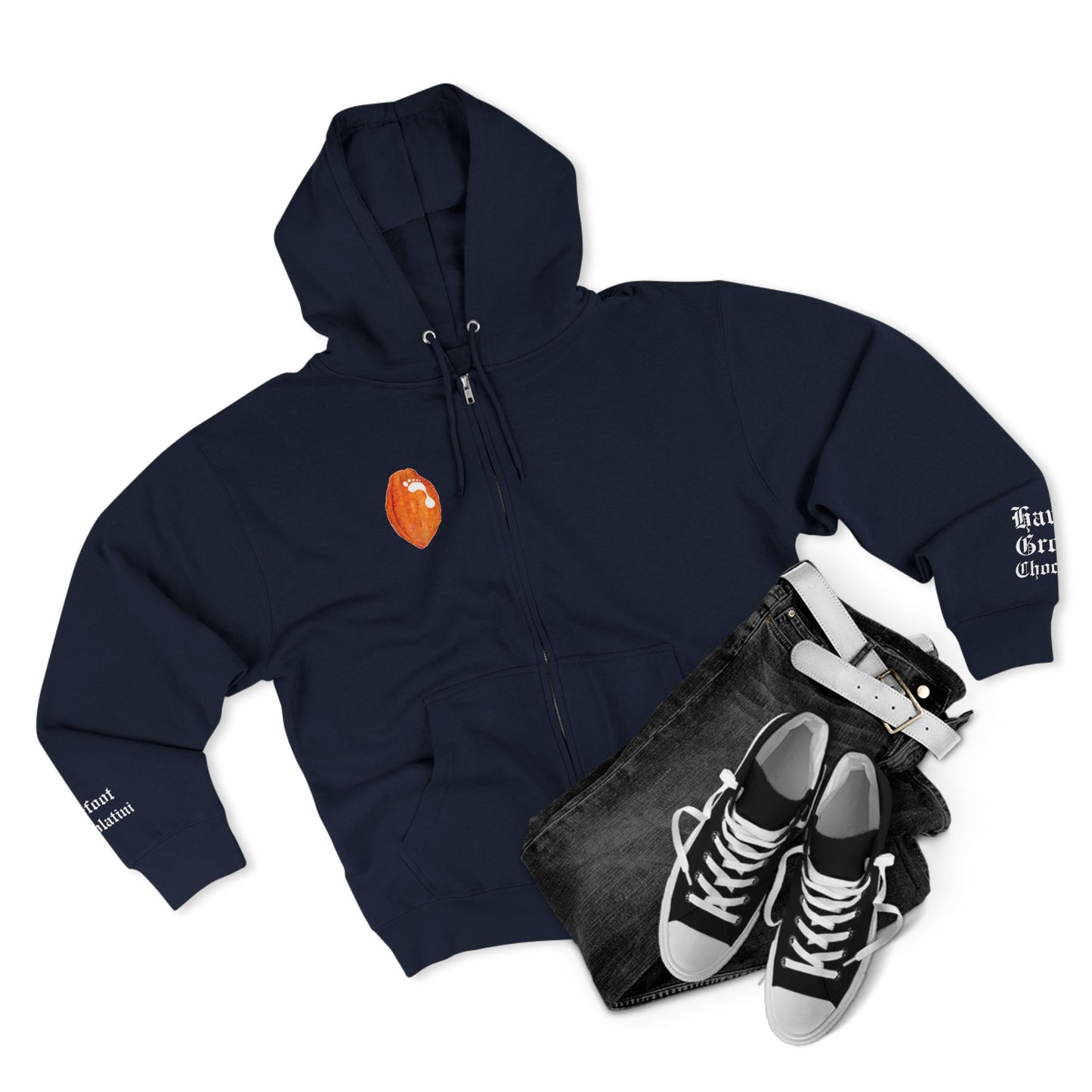 Chocolate Lovers Zip Hoodie — "Real Friends Share Real Chocolate" Black Zip-Up